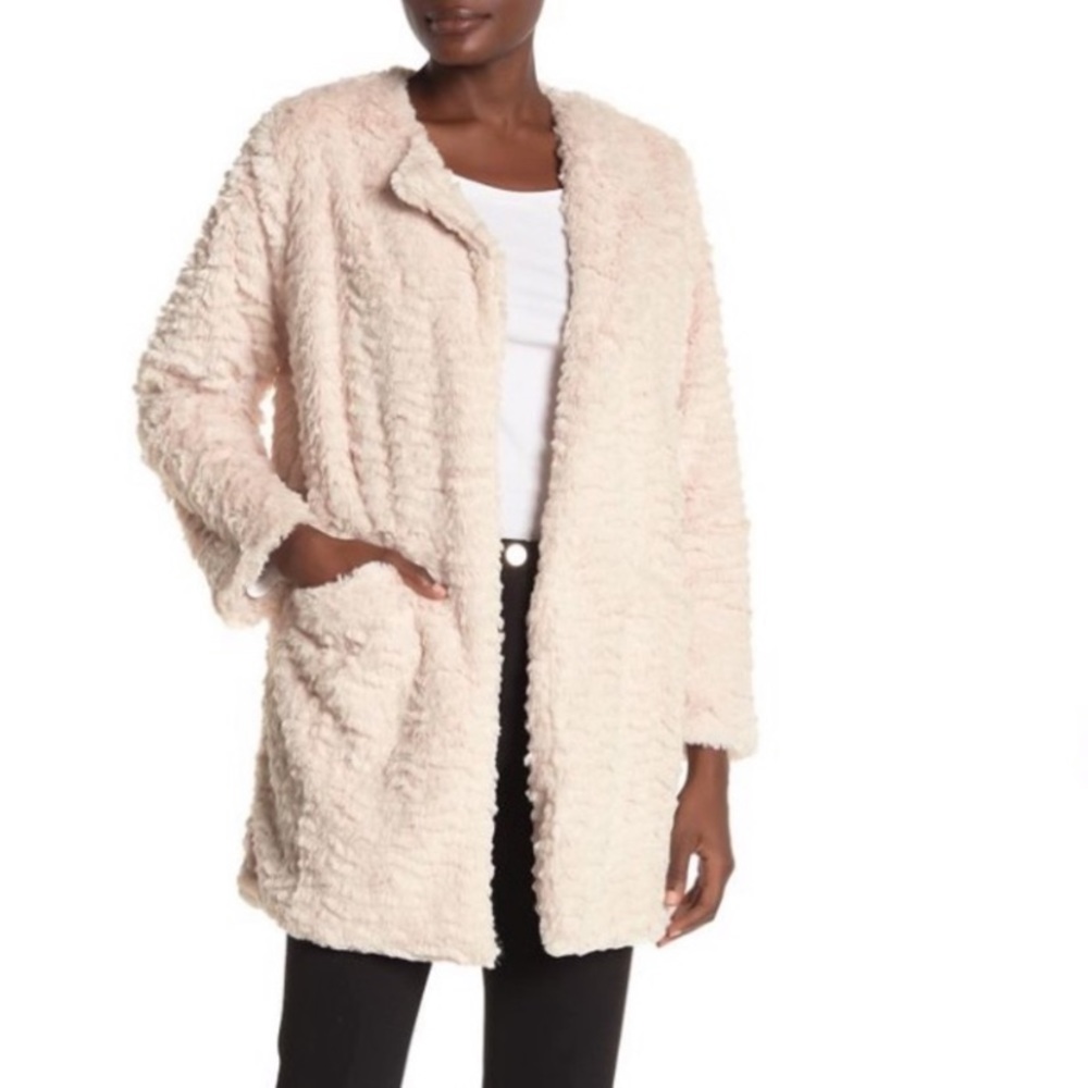 Wit & Wisdom Natural Oversized Faux Fur Jacket Size Large
